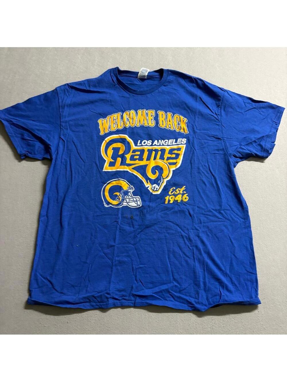 Los Angeles Rams Welcome Back T-Shirt Mens 2XL Blue Delta Pro Weight Est 1946